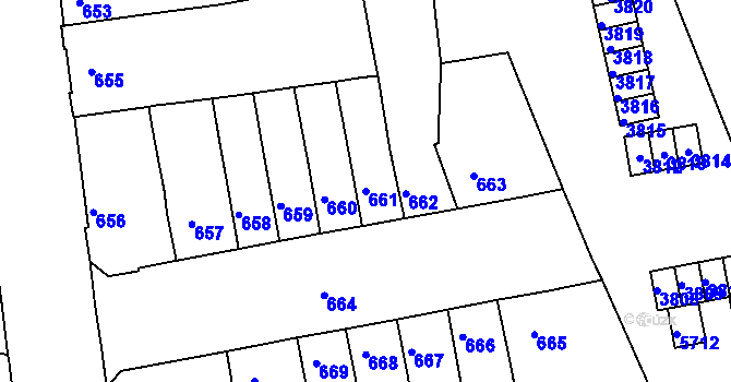 Parcela st. 661 v KÚ Královo Pole, Katastrální mapa
