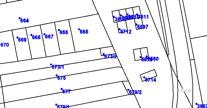 Parcela st. 673/2 v KÚ Královo Pole, Katastrální mapa