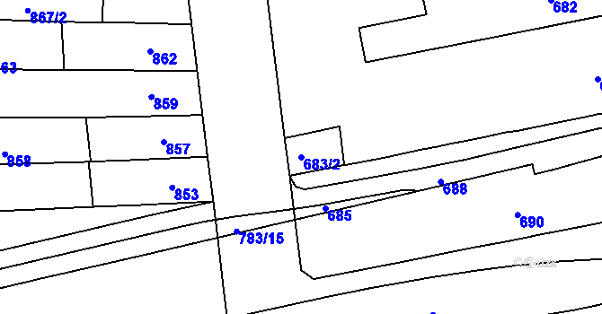 Parcela st. 683/2 v KÚ Královo Pole, Katastrální mapa