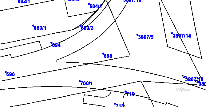 Parcela st. 698 v KÚ Královo Pole, Katastrální mapa