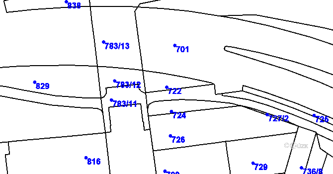 Parcela st. 722 v KÚ Královo Pole, Katastrální mapa