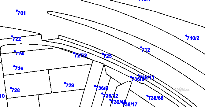 Parcela st. 725 v KÚ Královo Pole, Katastrální mapa