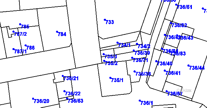 Parcela st. 735/3 v KÚ Královo Pole, Katastrální mapa