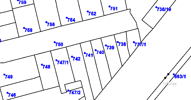 Parcela st. 740 v KÚ Královo Pole, Katastrální mapa