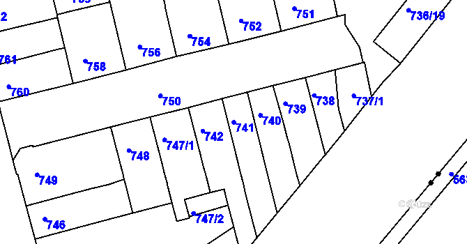 Parcela st. 741 v KÚ Královo Pole, Katastrální mapa