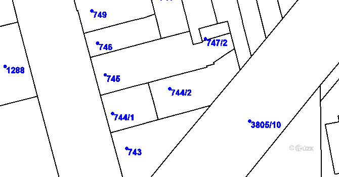 Parcela st. 744/2 v KÚ Královo Pole, Katastrální mapa