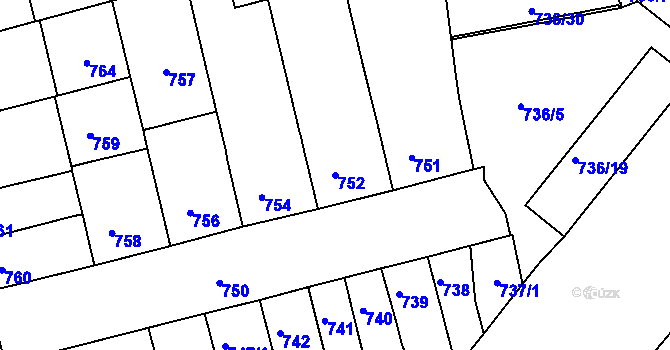 Parcela st. 752 v KÚ Královo Pole, Katastrální mapa