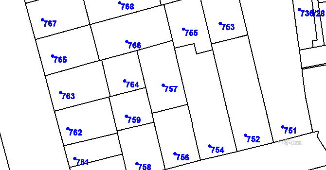 Parcela st. 757 v KÚ Královo Pole, Katastrální mapa