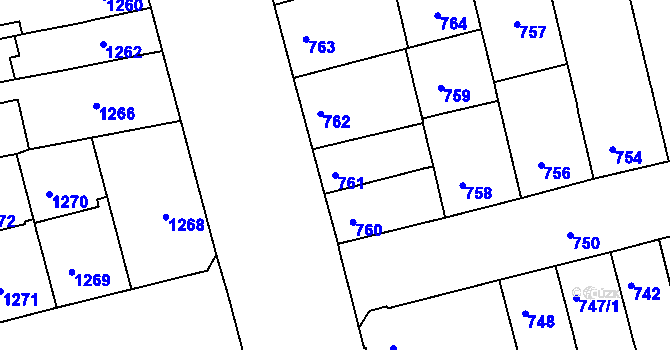 Parcela st. 761 v KÚ Královo Pole, Katastrální mapa