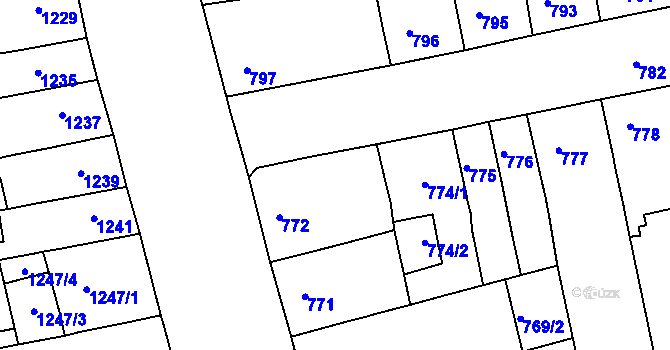 Parcela st. 773 v KÚ Královo Pole, Katastrální mapa