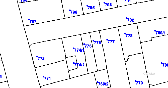 Parcela st. 775 v KÚ Královo Pole, Katastrální mapa
