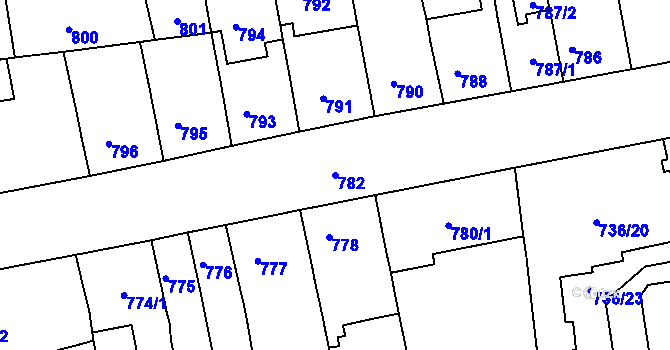 Parcela st. 782 v KÚ Královo Pole, Katastrální mapa