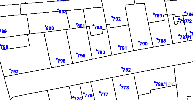 Parcela st. 793 v KÚ Královo Pole, Katastrální mapa