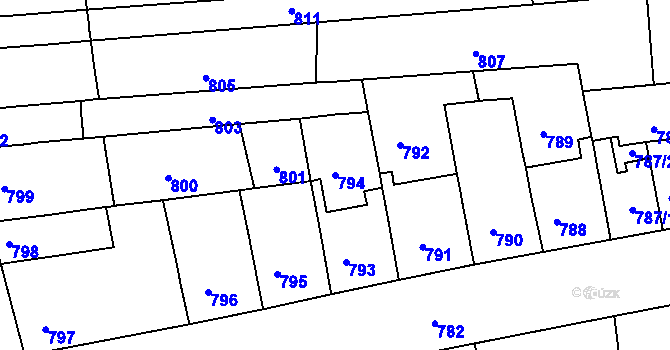Parcela st. 794 v KÚ Královo Pole, Katastrální mapa