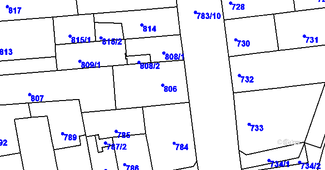 Parcela st. 806 v KÚ Královo Pole, Katastrální mapa