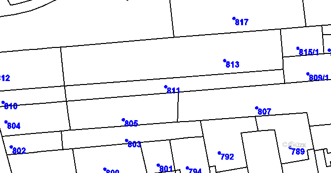 Parcela st. 811 v KÚ Královo Pole, Katastrální mapa
