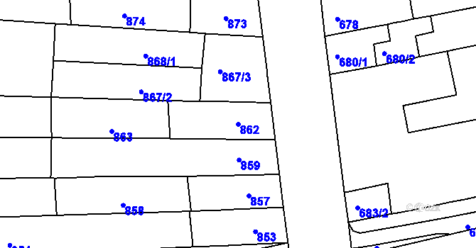 Parcela st. 862 v KÚ Královo Pole, Katastrální mapa