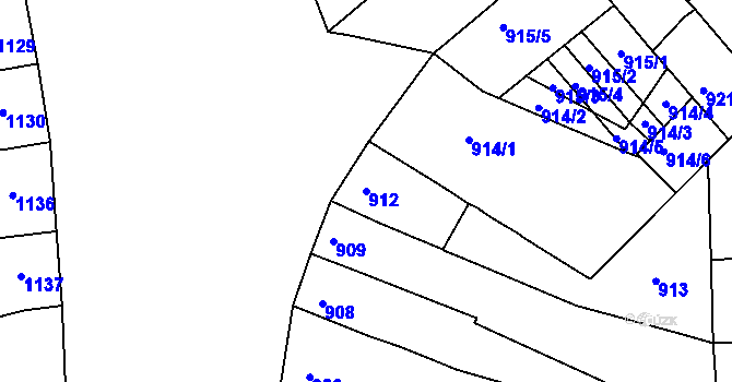 Parcela st. 912 v KÚ Královo Pole, Katastrální mapa