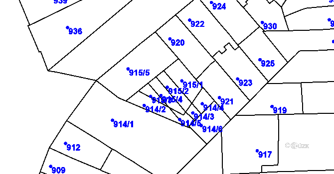 Parcela st. 915/2 v KÚ Královo Pole, Katastrální mapa