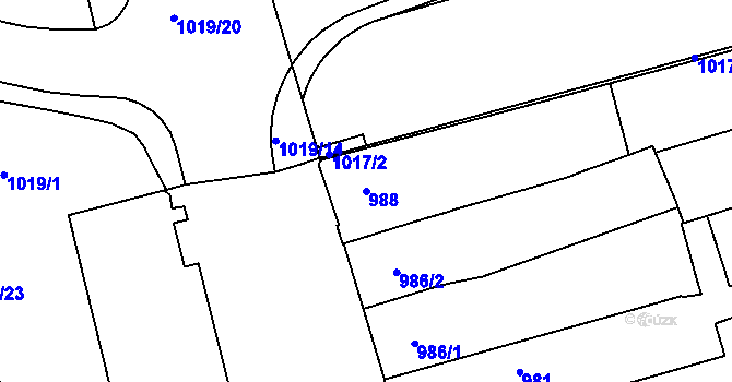 Parcela st. 988 v KÚ Královo Pole, Katastrální mapa