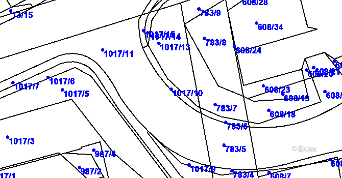 Parcela st. 1017/10 v KÚ Královo Pole, Katastrální mapa