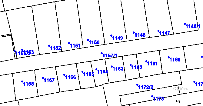 Parcela st. 1157/1 v KÚ Královo Pole, Katastrální mapa