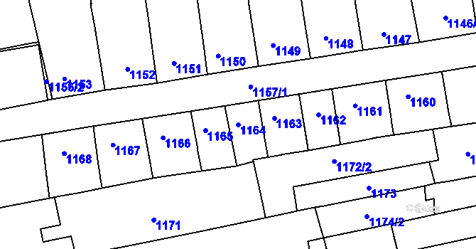 Parcela st. 1164 v KÚ Královo Pole, Katastrální mapa