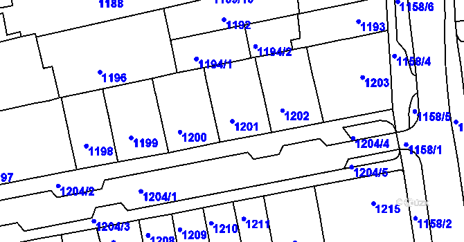 Parcela st. 1201 v KÚ Královo Pole, Katastrální mapa