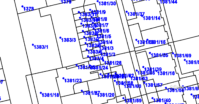 Parcela st. 1381/2 v KÚ Královo Pole, Katastrální mapa
