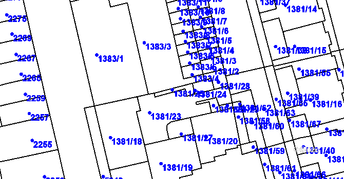 Parcela st. 1381/25 v KÚ Královo Pole, Katastrální mapa