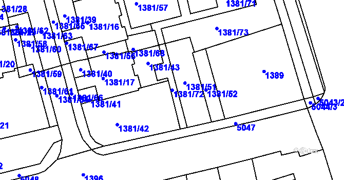 Parcela st. 1381/72 v KÚ Královo Pole, Katastrální mapa