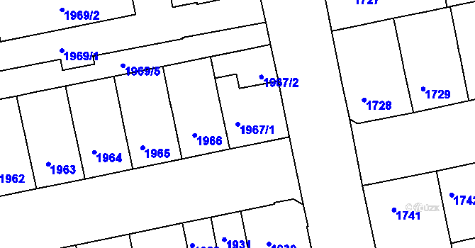 Parcela st. 1967/1 v KÚ Královo Pole, Katastrální mapa