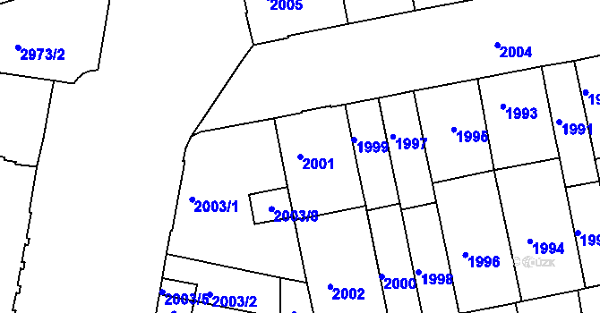 Parcela st. 2001 v KÚ Královo Pole, Katastrální mapa