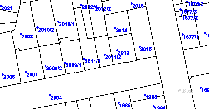 Parcela st. 2011/2 v KÚ Královo Pole, Katastrální mapa