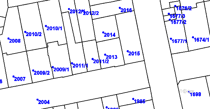 Parcela st. 2013 v KÚ Královo Pole, Katastrální mapa