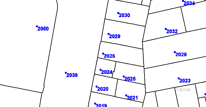 Parcela st. 2026 v KÚ Královo Pole, Katastrální mapa