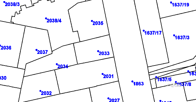 Parcela st. 2033 v KÚ Královo Pole, Katastrální mapa
