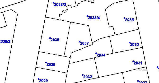 Parcela st. 2037 v KÚ Královo Pole, Katastrální mapa
