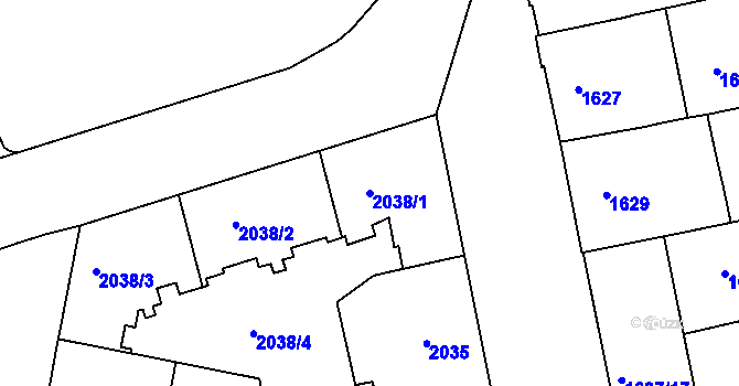 Parcela st. 2038/1 v KÚ Královo Pole, Katastrální mapa