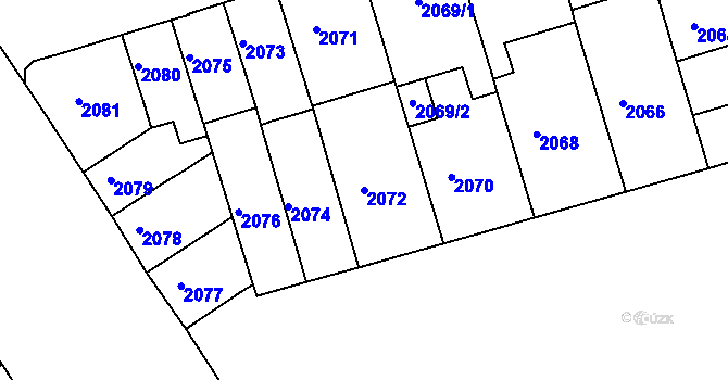 Parcela st. 2072 v KÚ Královo Pole, Katastrální mapa