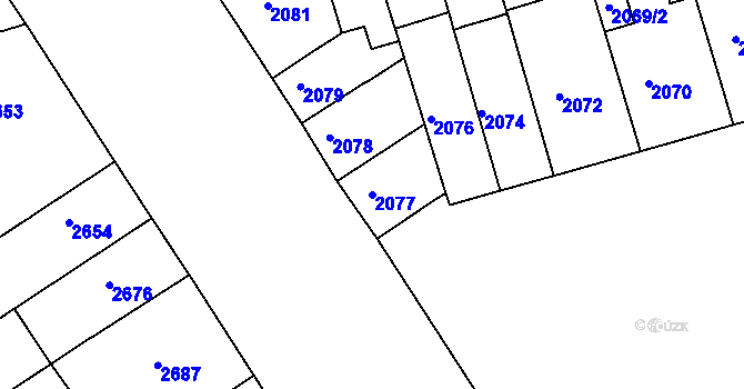 Parcela st. 2077 v KÚ Královo Pole, Katastrální mapa