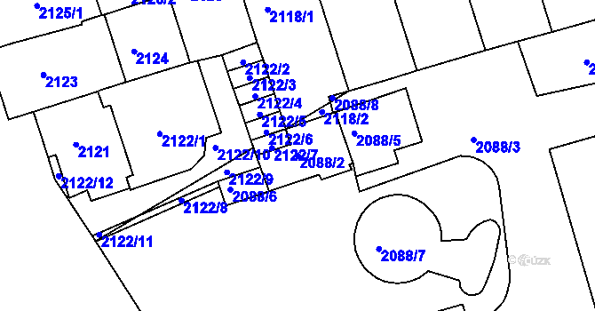 Parcela st. 2088/2 v KÚ Královo Pole, Katastrální mapa