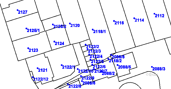 Parcela st. 2122/2 v KÚ Královo Pole, Katastrální mapa