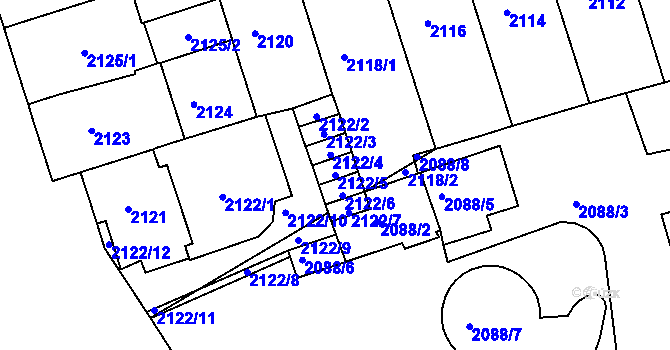 Parcela st. 2122/5 v KÚ Královo Pole, Katastrální mapa