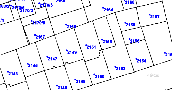 Parcela st. 2151 v KÚ Královo Pole, Katastrální mapa