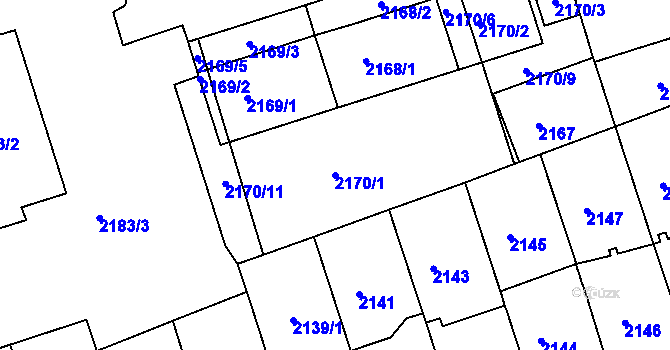 Parcela st. 2170/1 v KÚ Královo Pole, Katastrální mapa