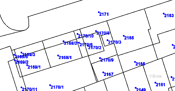Parcela st. 2170/2 v KÚ Královo Pole, Katastrální mapa