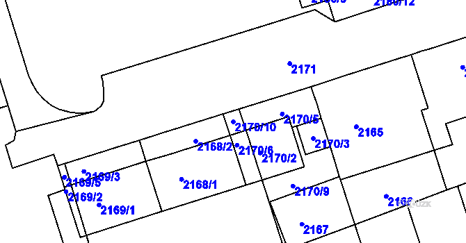 Parcela st. 2170/10 v KÚ Královo Pole, Katastrální mapa