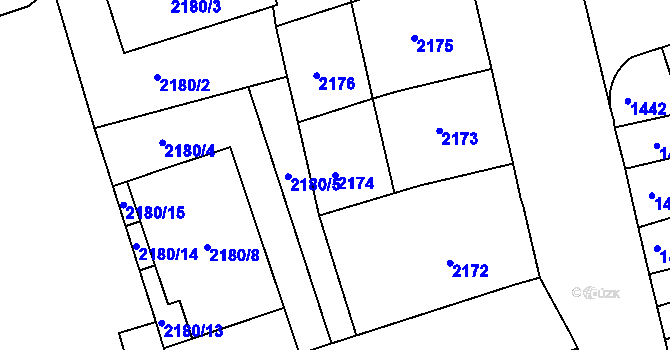 Parcela st. 2174 v KÚ Královo Pole, Katastrální mapa