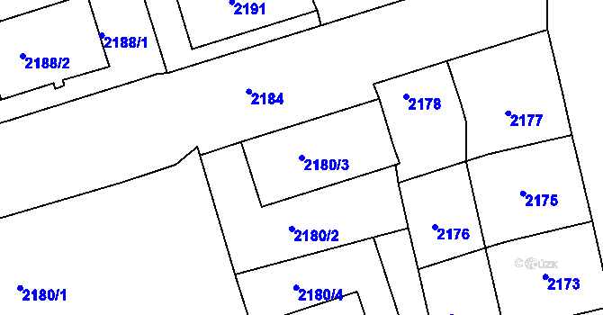 Parcela st. 2180/3 v KÚ Královo Pole, Katastrální mapa